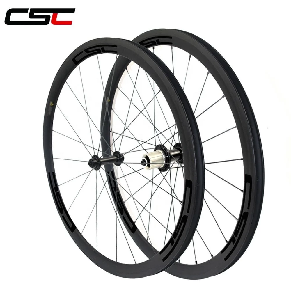 CSC 38mm depth 25mm width Tubular Carbon Fiber Bicycle Wheels Powerway R13 hub Mac CN424 Spokes Super Light Road Bike Wheels