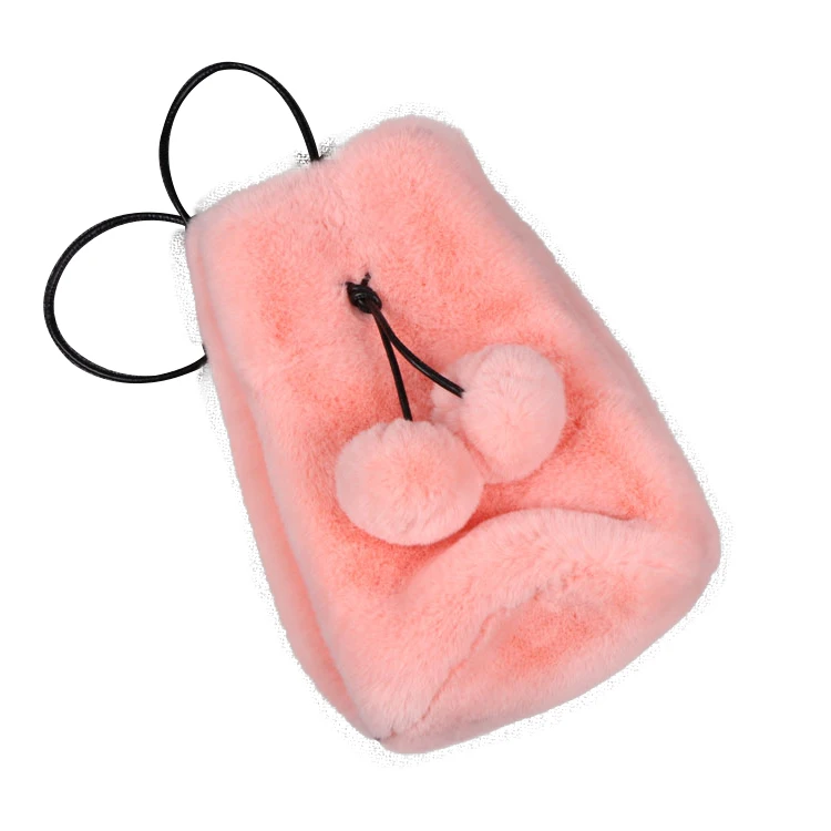 
Faux Fur Shoulder Bag Lady Backpack With Hair Ball Decoration 