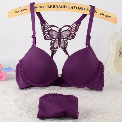 Comfortable Lingerie Butterfly Beautiful Back Sexy Bra And Panty New Design