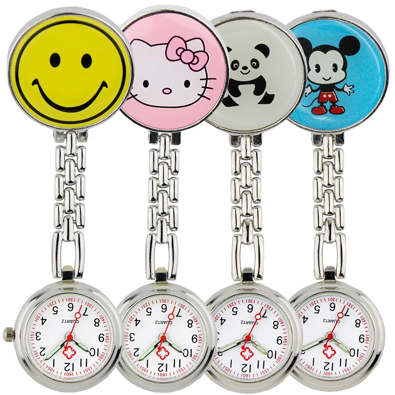 
New Smile Portable Nurse Watch with Safety Brooch Pin Hanging Pocket Nurse Fob Watch Relog Luminous Hands Glow in Dark 