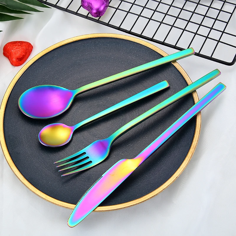 Western Flatware Set Reusable Stainless Steel Cutlery Set with Knife Fork Spoon for Tableware