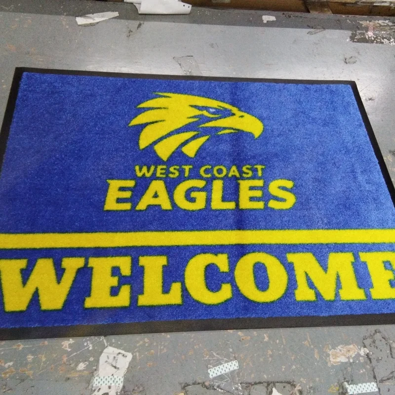 High Quality Custom Printed Garage Logo Floor Mat with Nylon Surface Rubber Backing New Shanghai HangJu LG-A06
