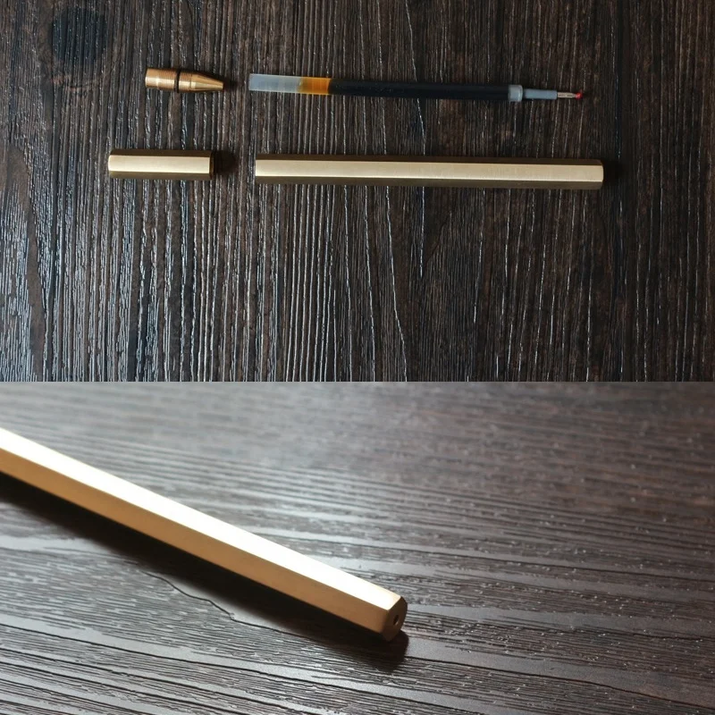 Six-Edge Brass Gel Pen Stationery custom coat metal ballpoint pens