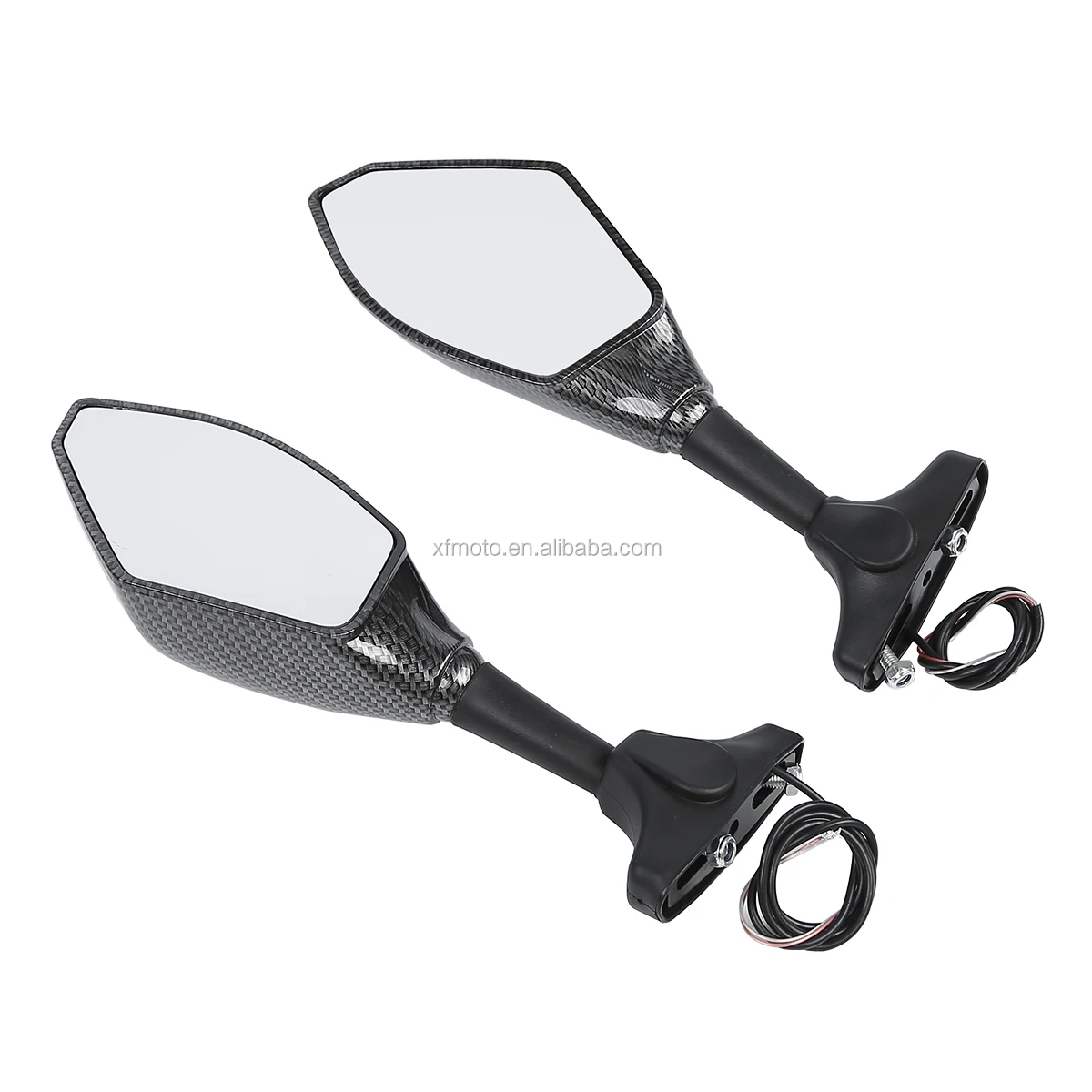 
TCMT XF-490-01-F Carbon Fiber Rear view Mirrors LED Turn Signal Dirt Bike For Yamaha FZR 600 750 