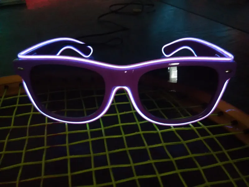 super light neon blue EL wire lighting sunglasses