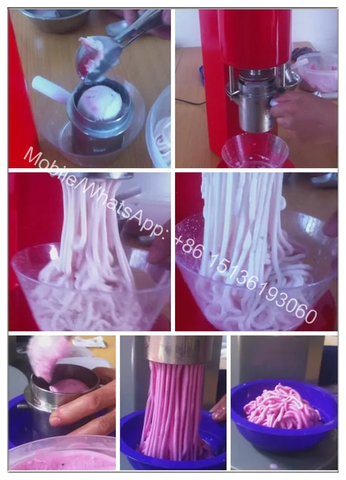 Soft sevice ice cream machine for making Spaghetti noodles shape
