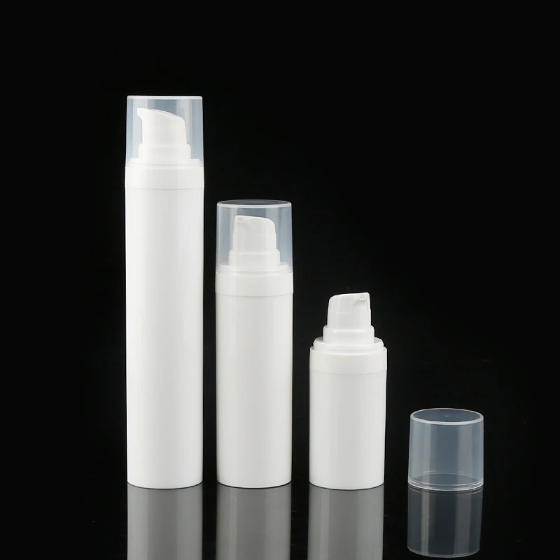 Refillable White Airless Pump Bottle 15ml 30ml 50ml  Cream Lotion Bottle For Toiletries Liquid