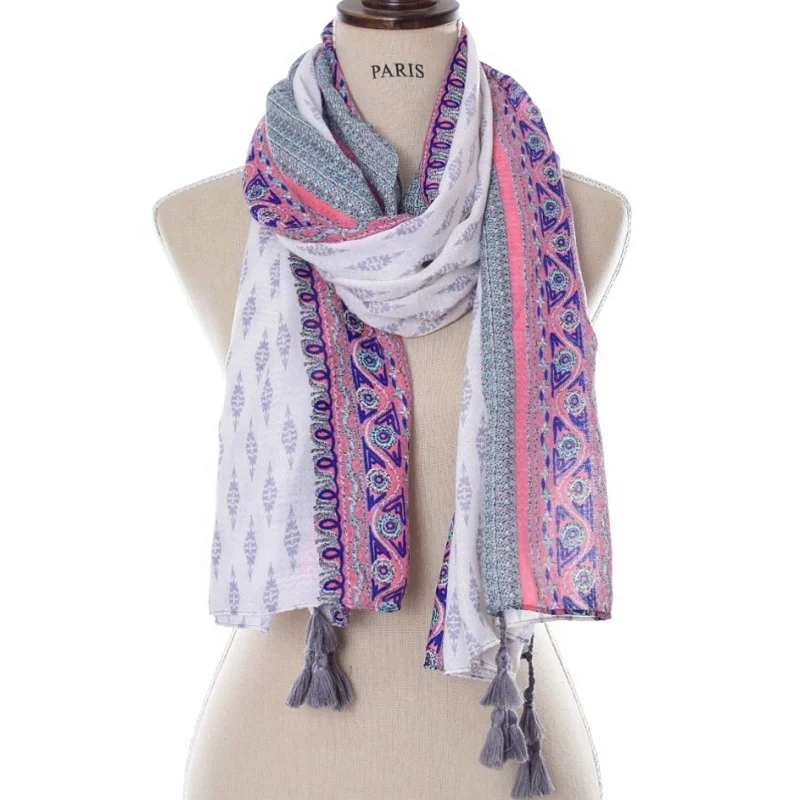 High quality 6 colors spring summer scarf tribal shawl fashion printed aztec scarf women