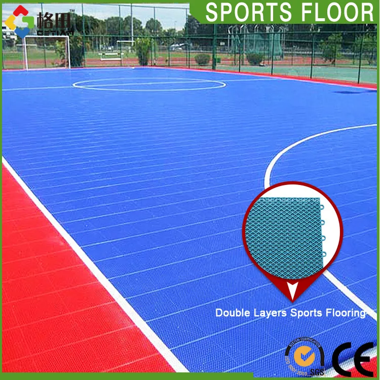 Guangzhou outdoor plastic polypropylene pp interlock futsal football court sports flooring field carpet pitch mats cover surface