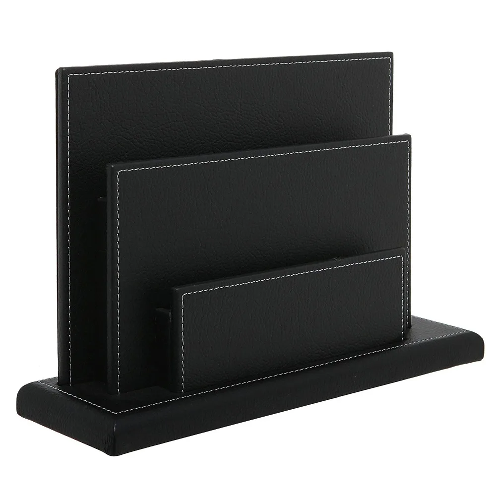 Newest PU Leather Magazine File Holder Brochure Holder Desk Stand
