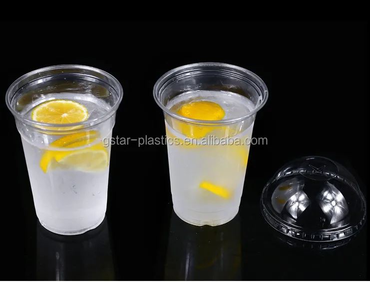 14oz 400ml Transparent Clear Disposable Plastic PET Iced Water Juice Glass Cups with Dome Lids