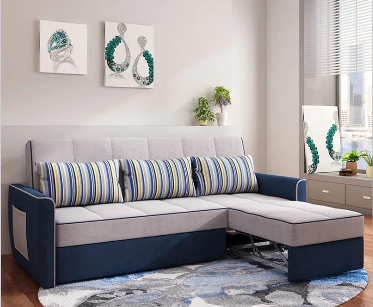 Modern storage corner custom folding double deck cover adjustable couch sleep fabric sofa bed