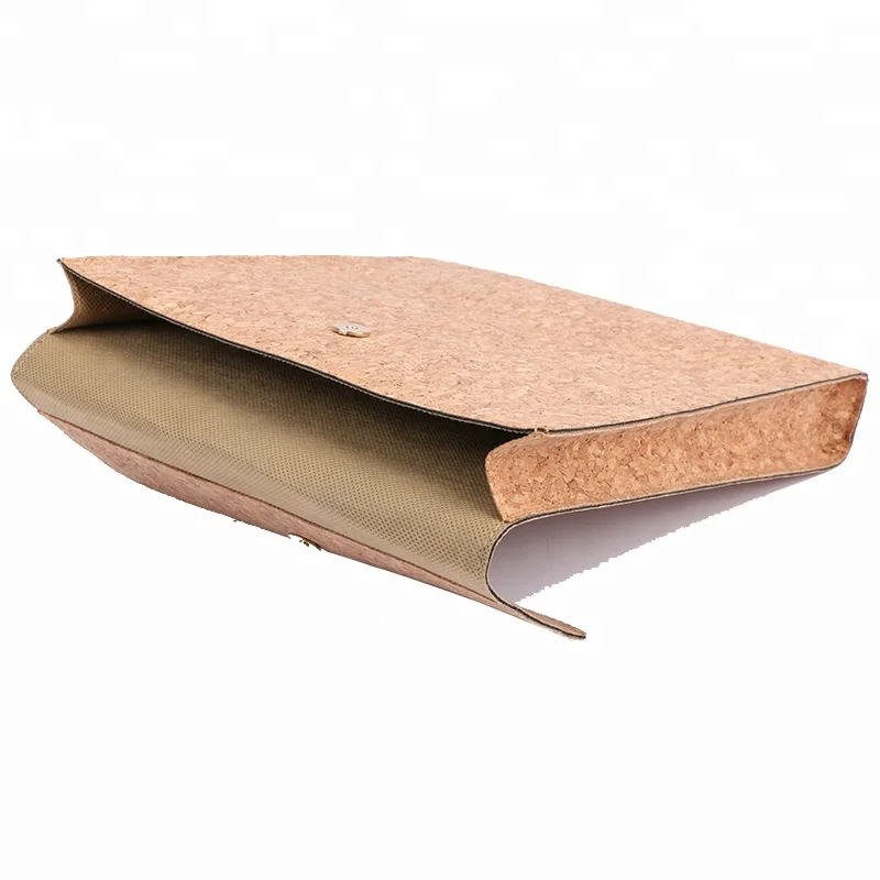 Factory custom cork file bag/natural color cork paper document bag/vegan cork document holder