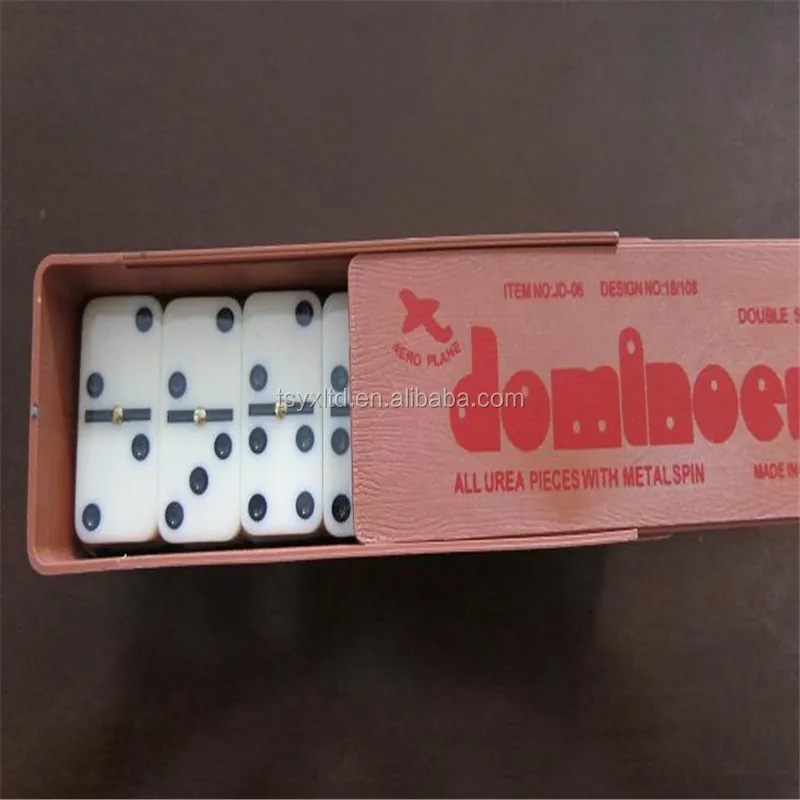 regular size of acrylic domino in wooden box with heat transfer printing at both side packing for set of Domino
