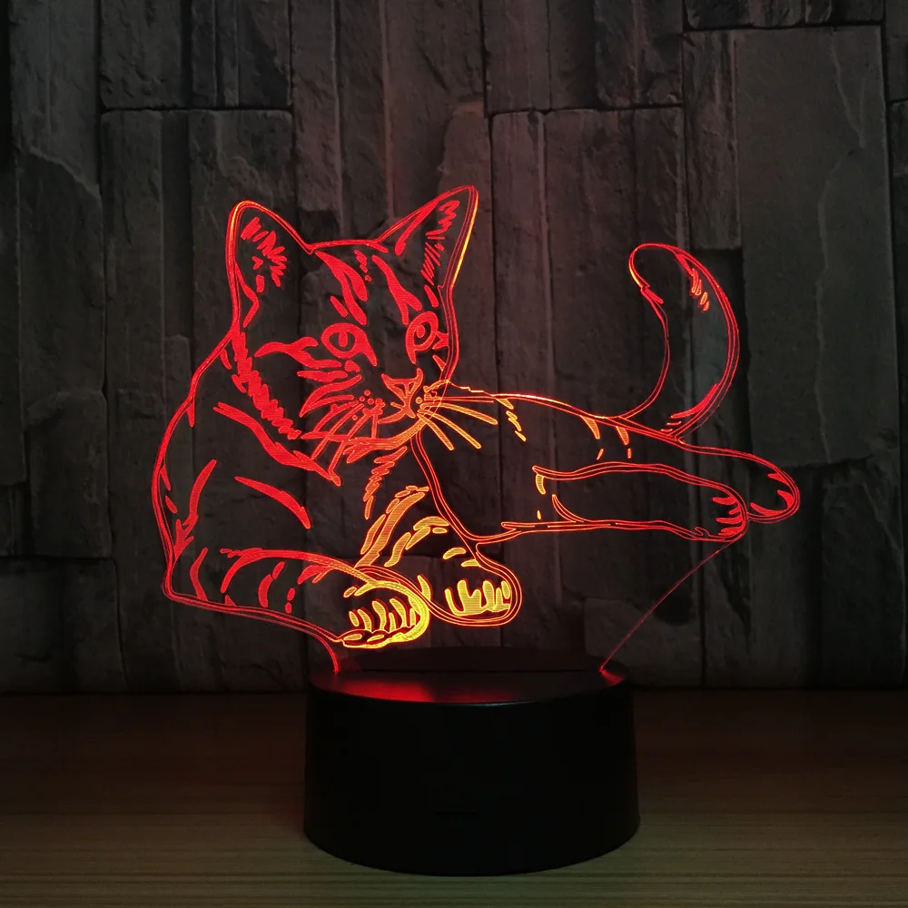 Zogifts ночник кошка 3D иллюзия Настольный акриловые лампы в форме