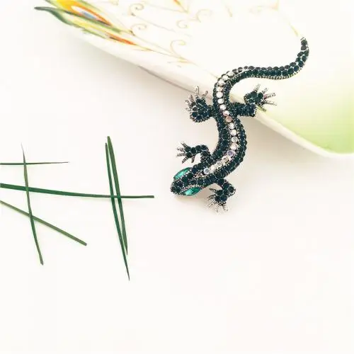 Promotion wholesale bulk Rhinestone brooch gecko lizard Zinc Alloy brooches for women 1315453