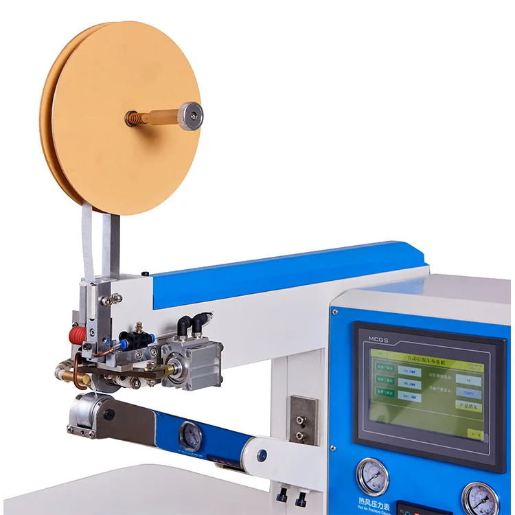 
Sticking strips for heels of shoes Automatic gluing and automatic cutting of cloth strips CNC Setting Length 