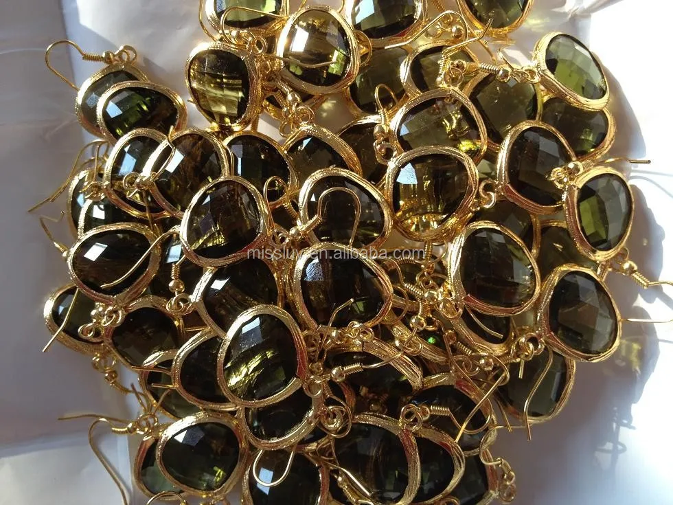 oval bezel gemstone charm connector with metal base faceted birthstone charm bezel gemstone charm jewelry accessories