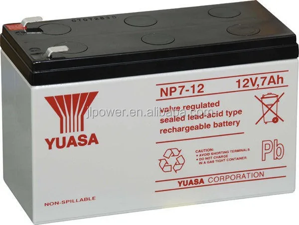 High quality 12V7AH YUASA Brand rechargeable lead acid battery.