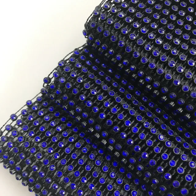 Sparking Plastic Elastic Rhinestone Mesh Fabric Crystal Diamond Mesh Trimming For Garment Shoes