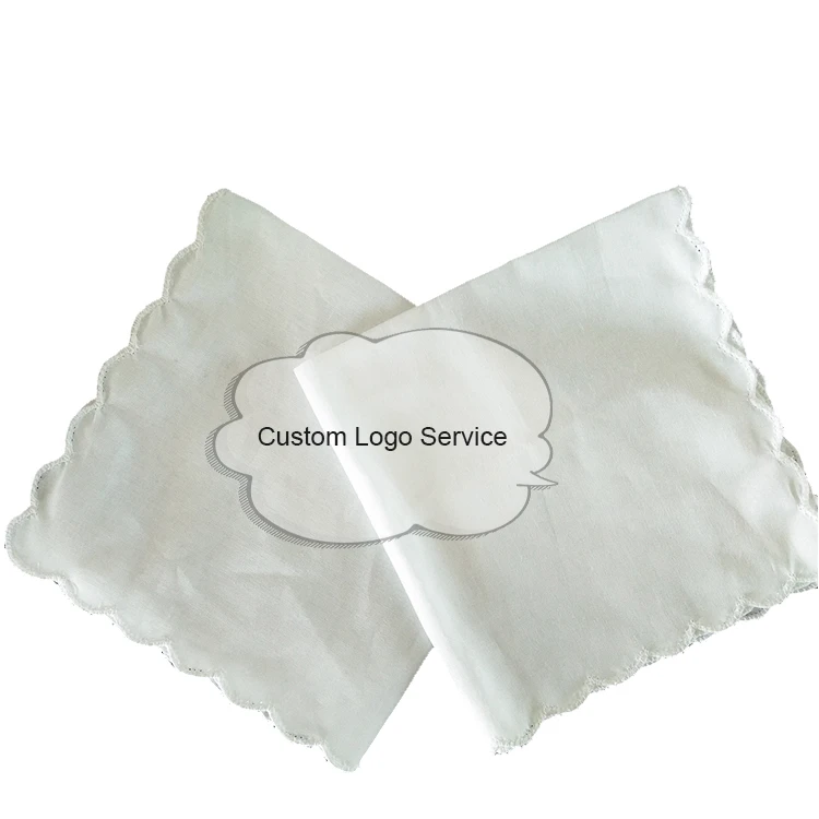 New Design Customized Logo Soft Cotton Lace Handkerchiefs
