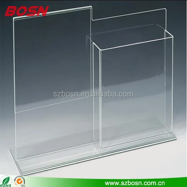 T-style - Clear Acrylic Sign Holder with Pocket for 8.5 x 11 Magazines, Perspex Literature Stand