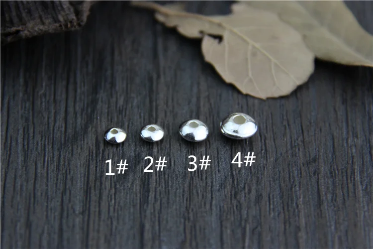 4mm 5mm 6mm 7mm 925 Sterling Silver Beads DIY Bracelet Necklace Round Flat Spacer Beads For Jewelry Making