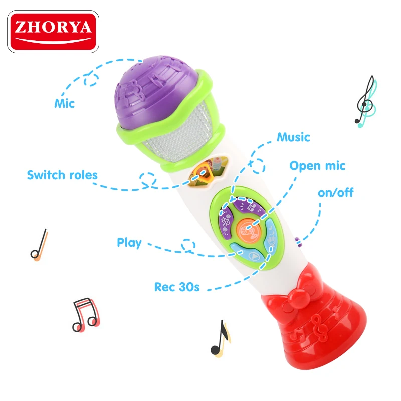 Музыкальные инструменты Zhorya с аккумулятором для детей, образовательная игрушка, микрофон с голосовым преобразователем