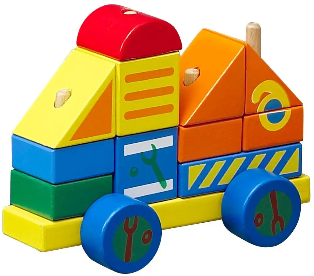 2021 wooden building block car toys can be change airplane for kids playing educational toys WBC15