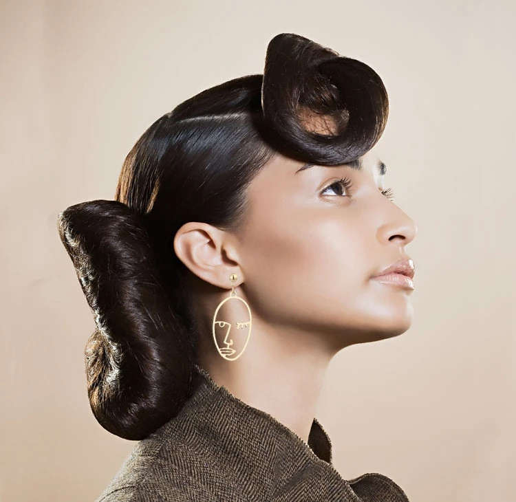 Alloy Fashion Vintage Abstract Statement Face Earrings