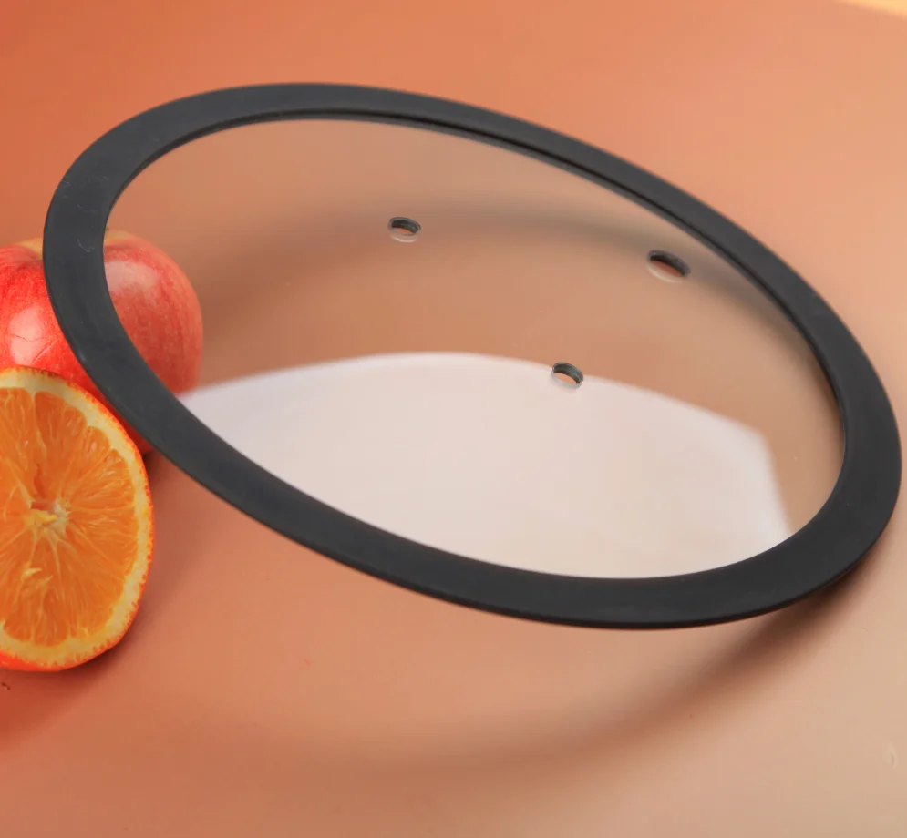 Silicone rim tempered glass lid for cooking pot cookware square silicone lids