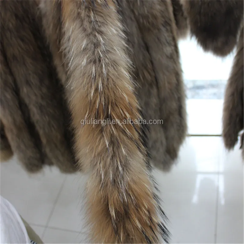 Китайский поставщик, цветная отделка из натурального меха енота для капюшона, меховая полоса