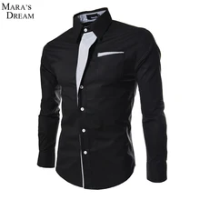 2016 New Autumn Fashion Brand Men Clothes Slim Fit Men Long Sleeve Shirt Men Pure Color Cotton Casual Men Shirt Social Plus Size