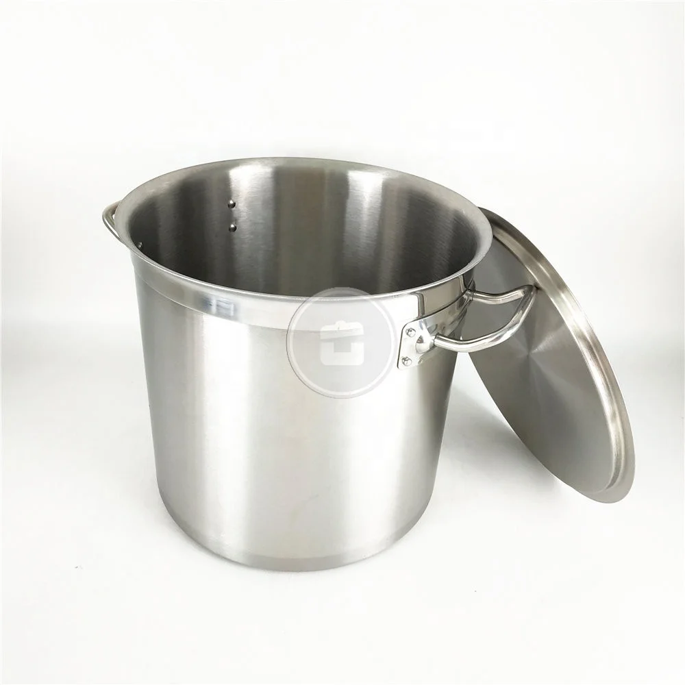 Large hotel restaurant cookware 30 liter 3 layers composite bottom stainless steel heavy duty soup bucket / stock pot