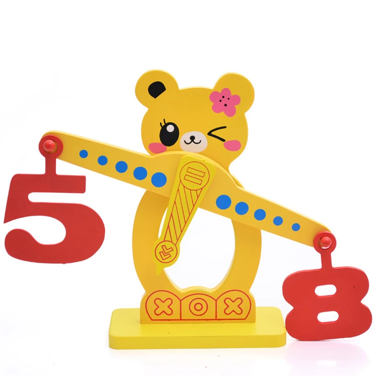  Детская деревянная балансировочная игрушка милый медведь в форме цифр и фруктов