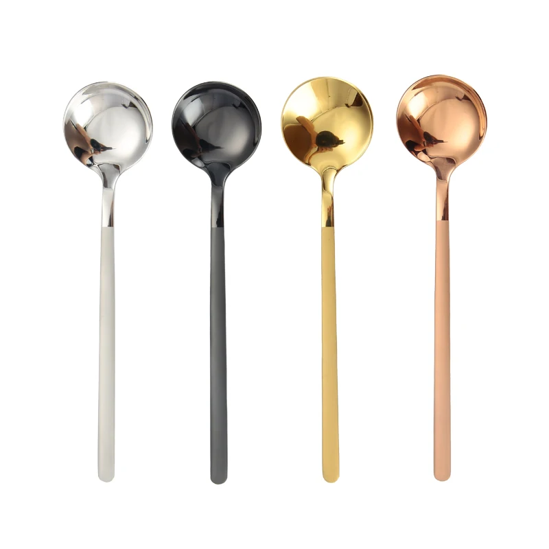 2019 New Stainless Steel Coffee Spoon 304 Metal Children Spoon wholesale Small Round Spoon