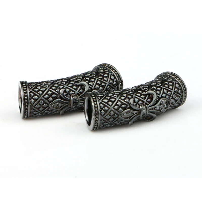 
Hot sale diamond tube shape fashion style cz brass custom metal bracelet beads charm connector micro pave spacer beads 