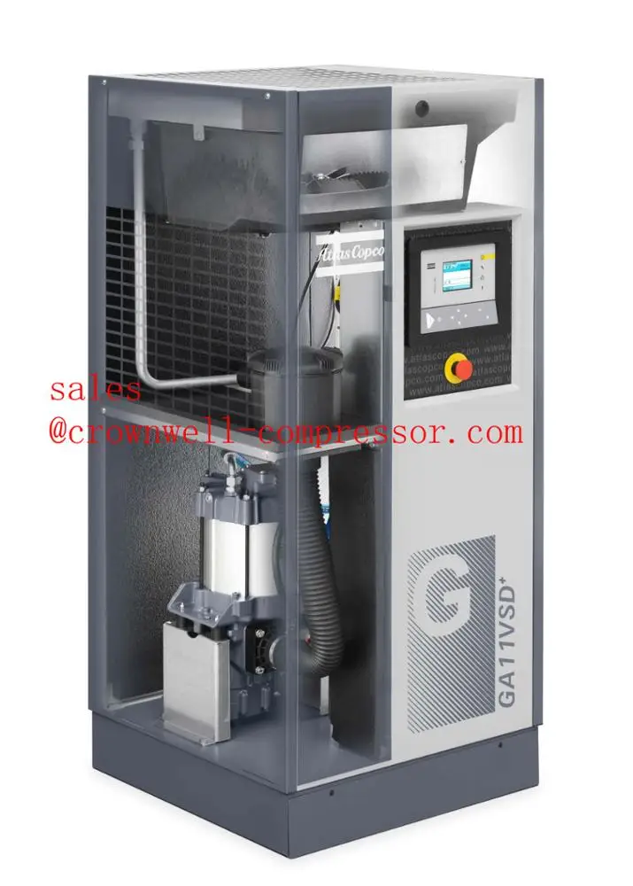 GA11 VSD iPM Atlas Copco oil injected permanent magnetic screw air compressor GA11 VSD iPM 11Kw 15HP 50Hz 60Hz