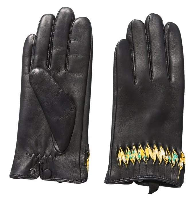 Factory Made cheap fashion  Winter Ladies colorful SheepSkin Leather Gloves women Buyers With Low Price