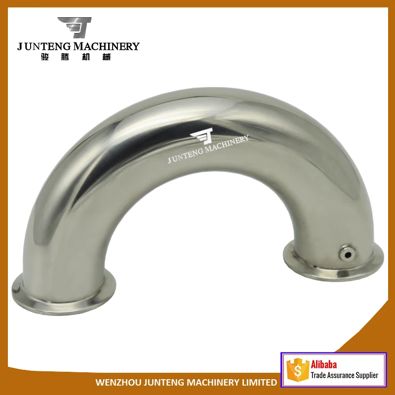 180 Degree Sanitary Stainless Steel Tri Clamp Elbow/ Bend with Thermowell