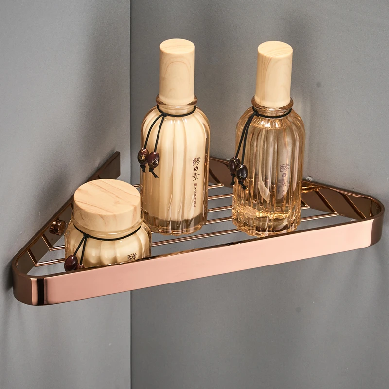 Wall Mount Brass Wire Shower Shelf Bath Corner Shelf Hanging Triangle Shower Rack