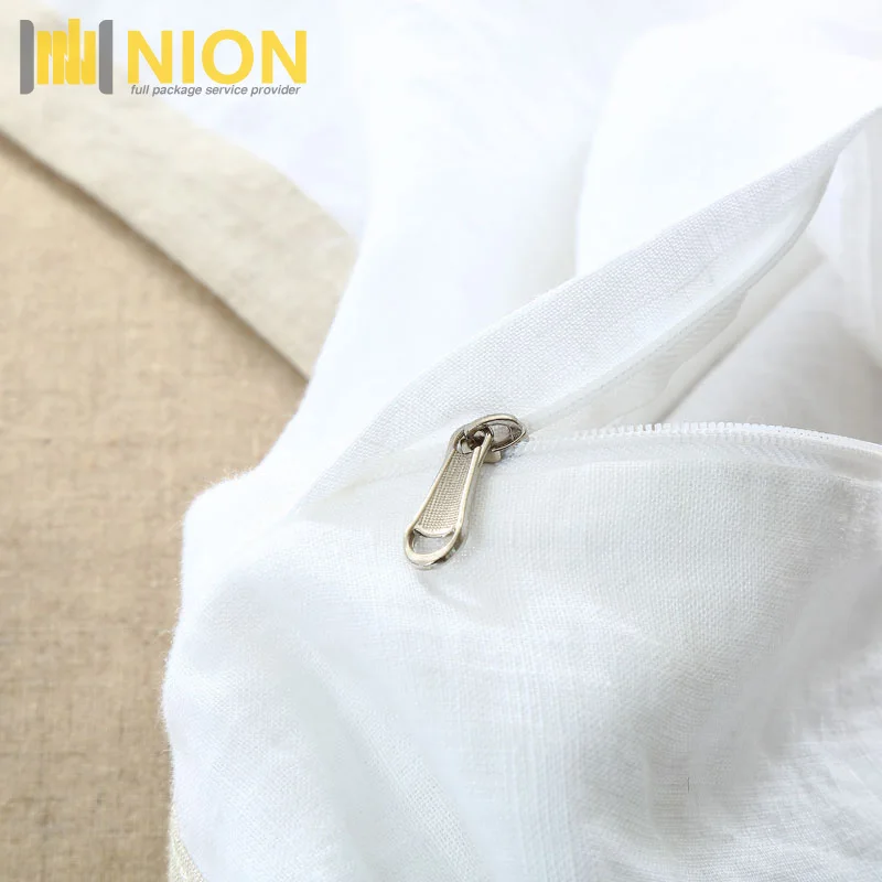 Комплект белья из льна, дышащий прочный Комплект постельного белья из французского льна, белый