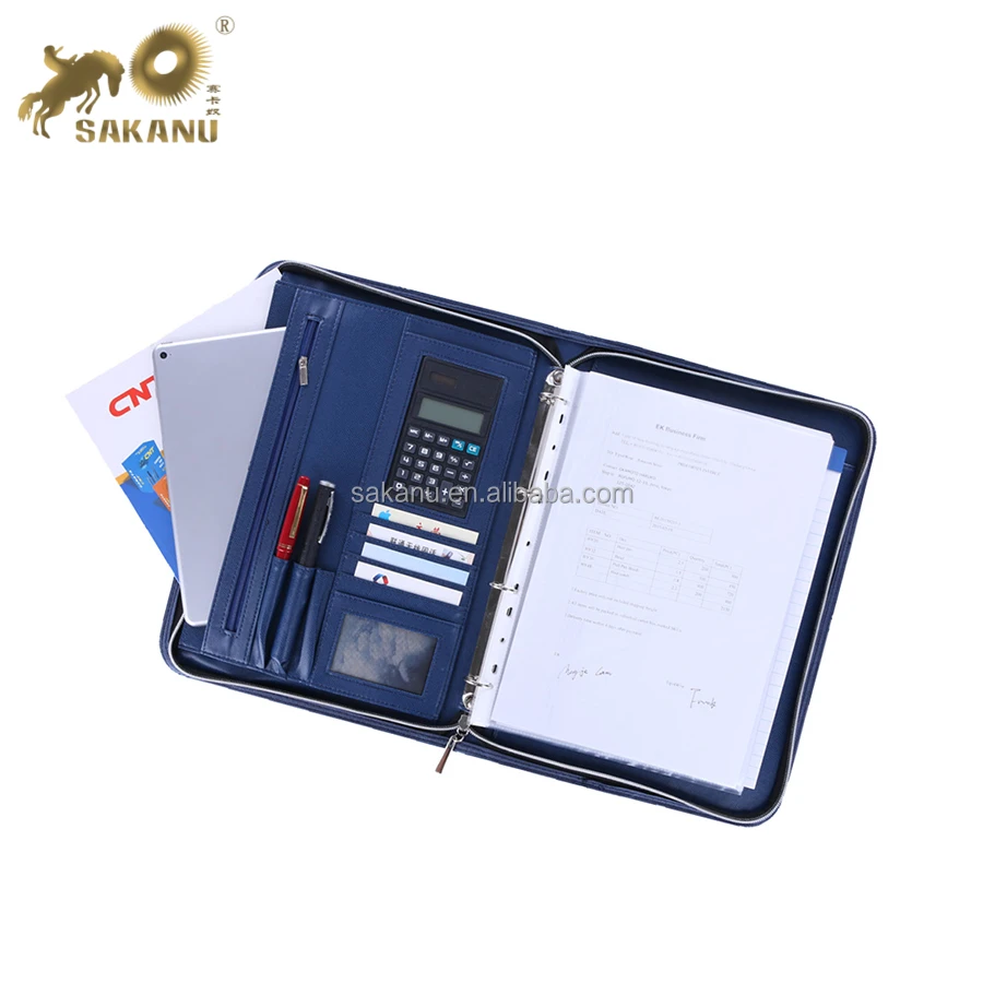 A4 Commercial Documents Manager Folder Clip Phone Pocket Calculator Travel Portfolio Files Ring Binder Padfolio