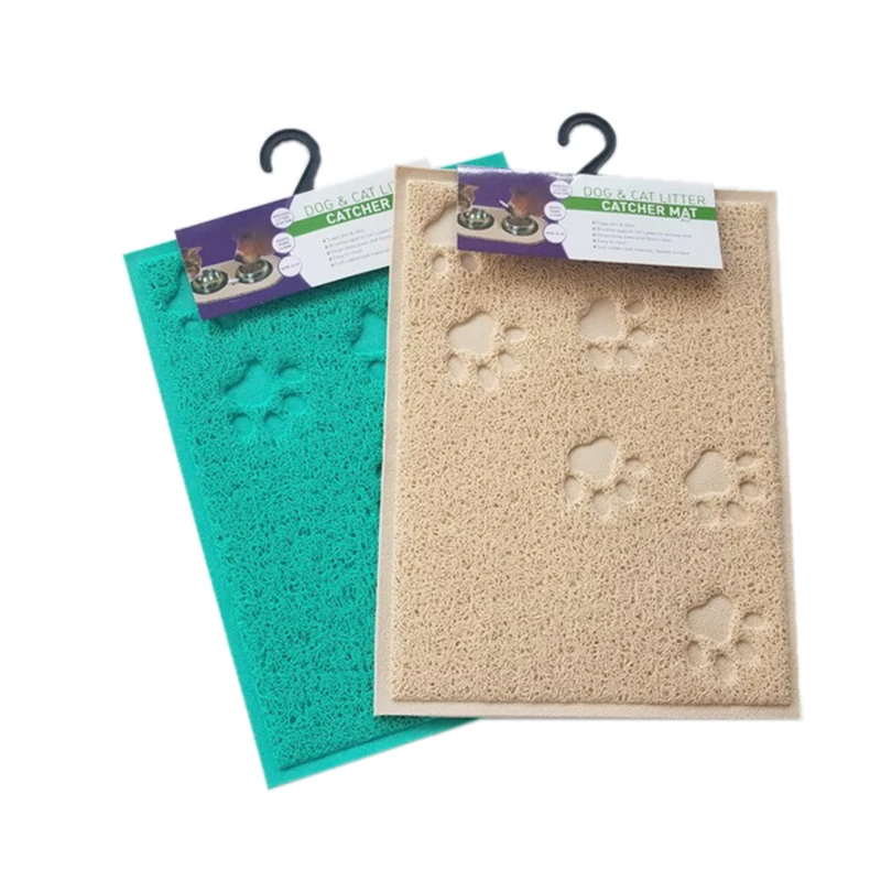 Pet Supplies for Dogs Paw Pattern Cat Litter Mat PVC Pet Mat Animal Pet Beds & Accessories Hand Wash OEM Cat Floor Mat 240g/pc