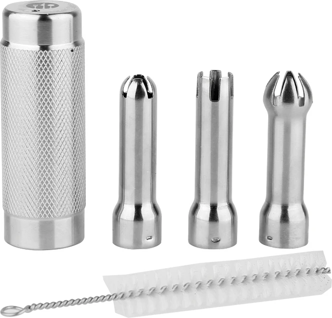 Полностью изготовленный на заказ материал из нержавеющей стали 304 с тремя насадками типа SS и щеткой диспенсеры для взбитого крема 500 мл