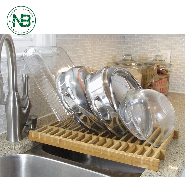 Kitchen Countertop Bamboo Multi-function Flat Dish Drying Rack