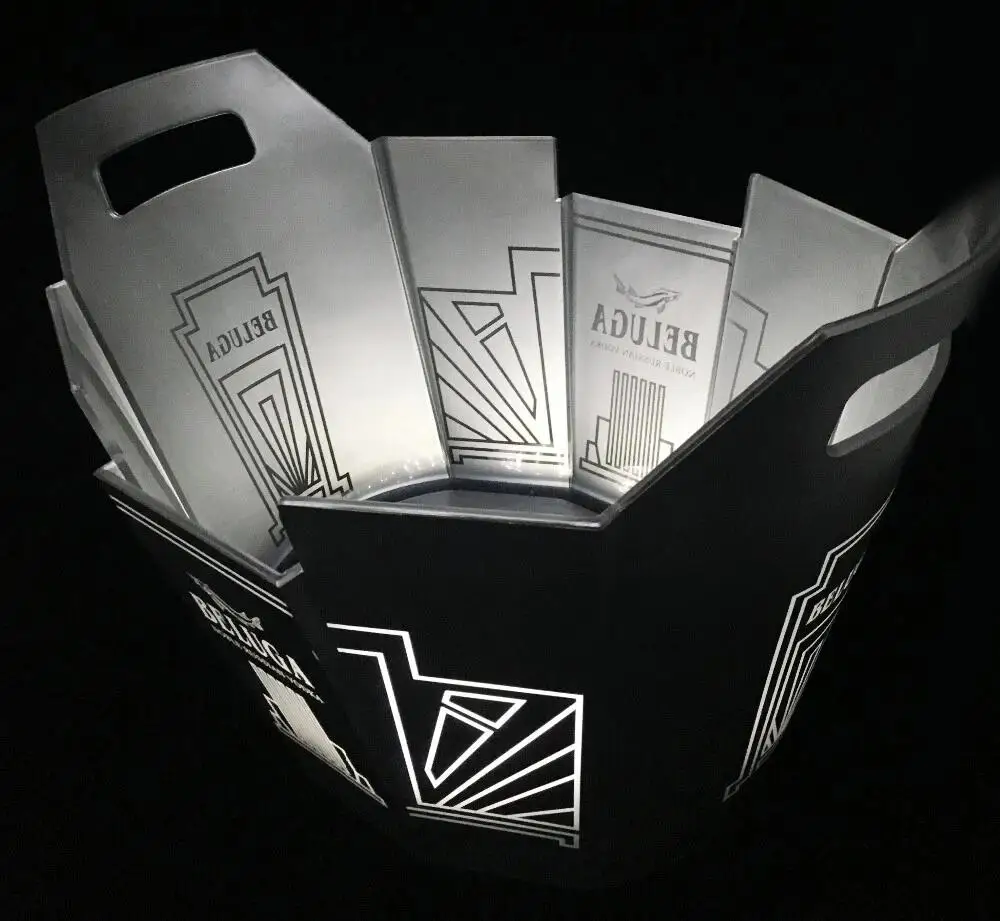 
LED plastic ice bucket originality ice bucket silvery ice bucket 
