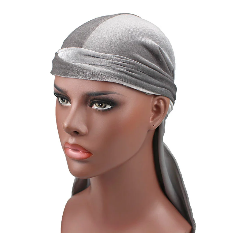 Мужская бархатная бандана-тюрбан головной убор мужские головные уборы Durag волнистые повязка на голову аксессуары для волос Du Rag