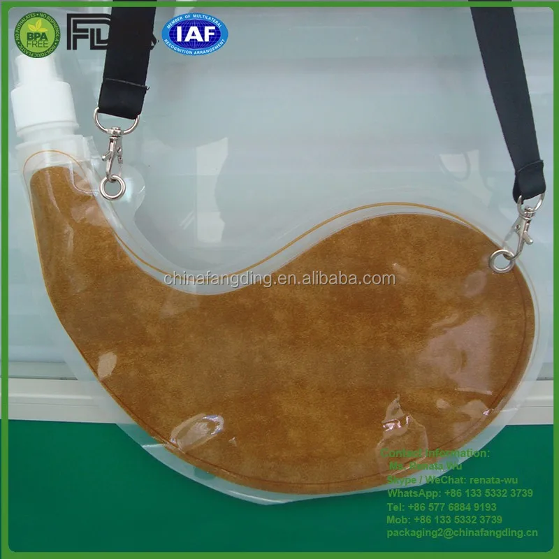 goat skin Plastic Bota bag for wine 2.2l water bottle
