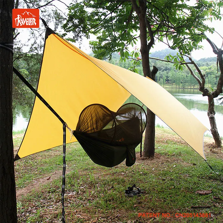 Combo set portable camping hammock with mosquito net and rain fly tarp for outdoor camping